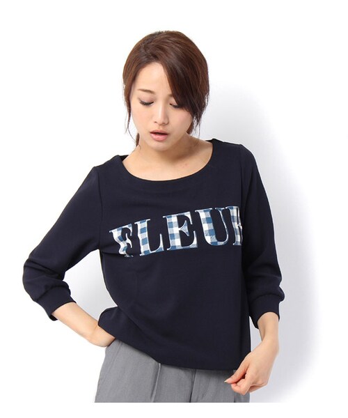 laboratory work(ラボラトリーワーク)の「ギンガムチェックロゴ7分袖プルオーバー(その他・レディース・オフホワイト/ネイビー・M)」の2枚目の写真