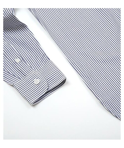 plain-me(プレインミー)の「立領條紋長版襯衫(その他・メンズ・黑白/藍白・S/M/L)」の6枚目の写真