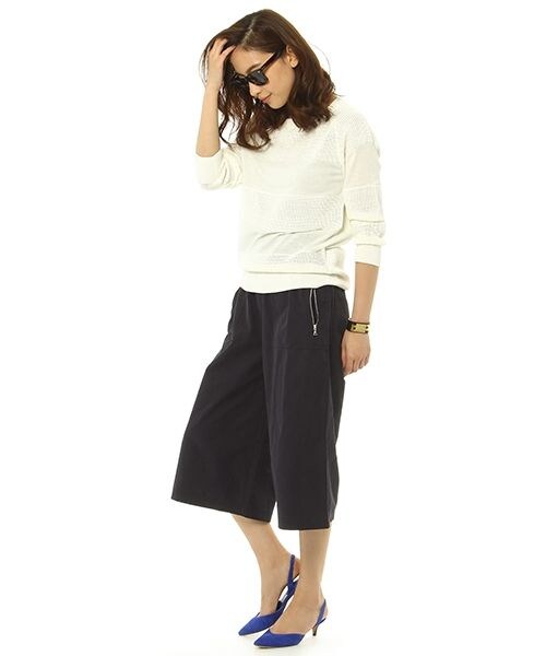 BARNYARDSTORM（バンヤードストーム）の「【LOOKBOOK掲載】コットンピーチワイドパンツ（パンツ・レディース・ホワイト10/ネイビー88・S/M/L）」の3枚目の写真