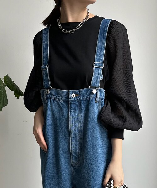 DouDou（ドゥドゥ）の「【WEB限定】 袖シアー切替トップス（T