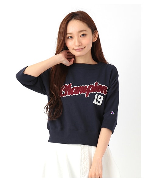 E hyphen world gallery(イーハイフンワールドギャラリー)の「Champion チアプルオーバー(カットソー・レディース・オフホワイト/杢グレー/グリーン/ネイビー・F)」の4枚目の写真