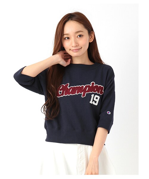 E hyphen world gallery(イーハイフンワールドギャラリー)の「Champion チアプルオーバー(カットソー・レディース・オフホワイト/杢グレー/グリーン/ネイビー・F)」の2枚目の写真