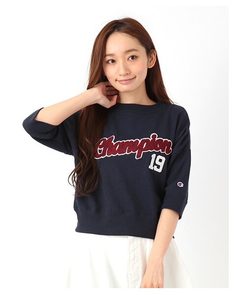 E hyphen world gallery(イーハイフンワールドギャラリー)の「Champion チアプルオーバー(カットソー・レディース・オフホワイト/杢グレー/グリーン/ネイビー・F)」の5枚目の写真