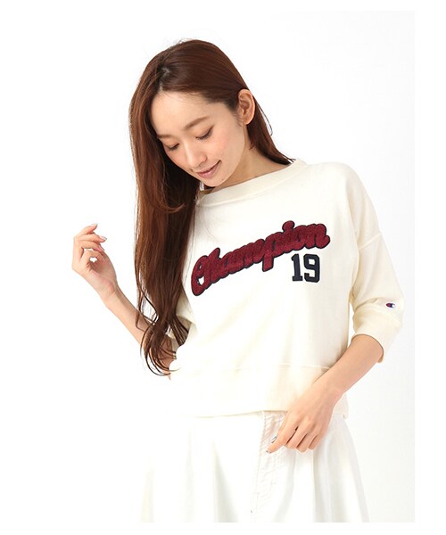 E hyphen world gallery(イーハイフンワールドギャラリー)の「Champion チアプルオーバー(カットソー・レディース・オフホワイト/杢グレー/グリーン/ネイビー・F)」の1枚目の写真
