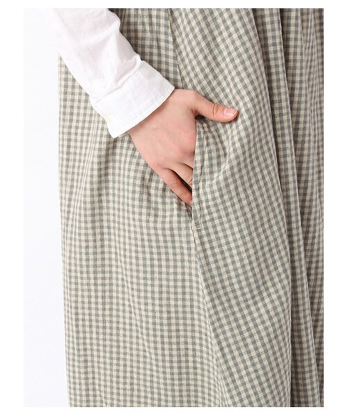 Samansa Mos2（サマンサ モスモス）の「綿麻ギンガムノースリーブワンピース 1101842-12-11-11（ワンピース・レディース・ブラック/オレンジ/モカ/グリーン・M）」の9枚目の写真