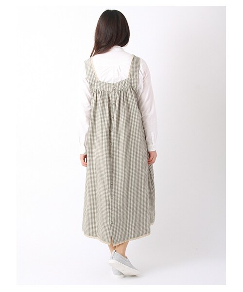 Samansa Mos2（サマンサ モスモス）の「綿麻ギンガムノースリーブワンピース 1101842-12-11-11（ワンピース・レディース・ブラック/オレンジ/モカ/グリーン・M）」の7枚目の写真
