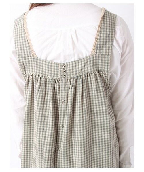 Samansa Mos2（サマンサ モスモス）の「綿麻ギンガムノースリーブワンピース 1101842-12-11-11（ワンピース・レディース・ブラック/オレンジ/モカ/グリーン・M）」の10枚目の写真