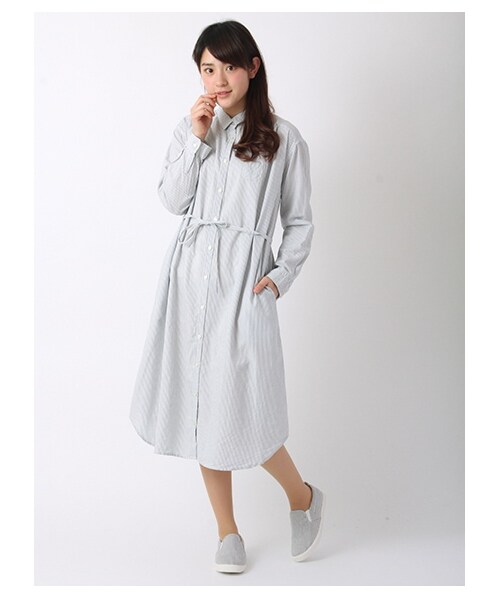 ehka sopo（エヘカソポ）の「ロングシャツワンピース 1101823-12-13-11（ワンピース・レディース・オフホワイト/ミント/ブルー・M）」の4枚目の写真