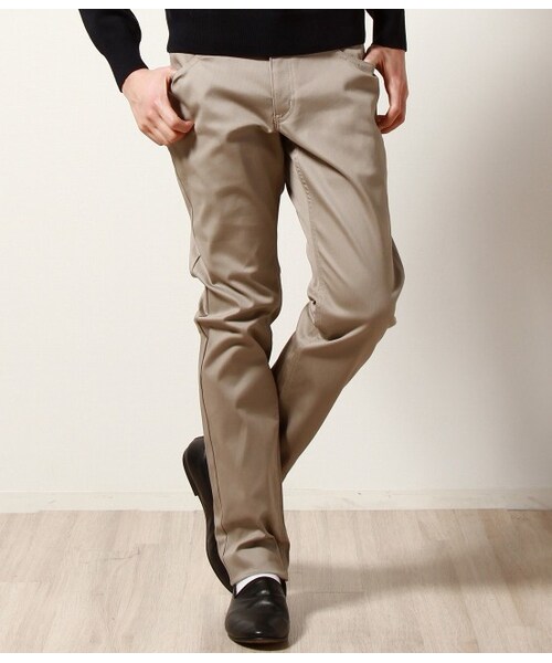 ADAM ET ROPE'（アダムエロペ）の「ピケストレッチレギュラーストレート（パンツ・メンズ・ホワイト/キャメル/ネイビー・S/M/L）」の2枚目の写真