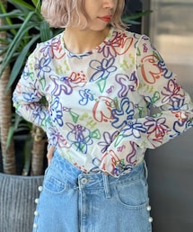 CIAOPANIC | 【ルーレットクーポン対象アイテム】【HELLO.SANFRANCISCO/ハローサンフランシスコ】ハンドペイントプリントシアーTEE(Tシャツ/カットソー)