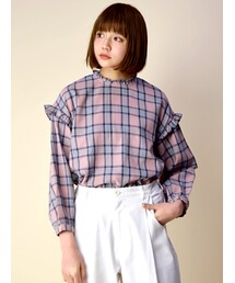 w closet | チェック柄フリルプルオーバー(トップス)