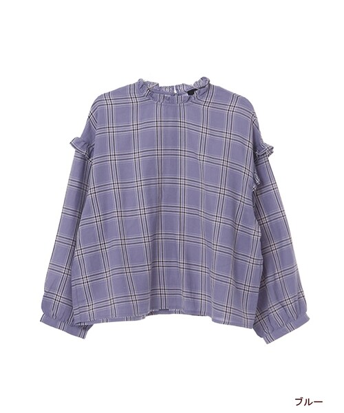 w closet（ダブルクローゼット）の「チェック柄フリルプルオーバー（トップス・レディース・ピンク/ブルー・FREE）」の3枚目の写真