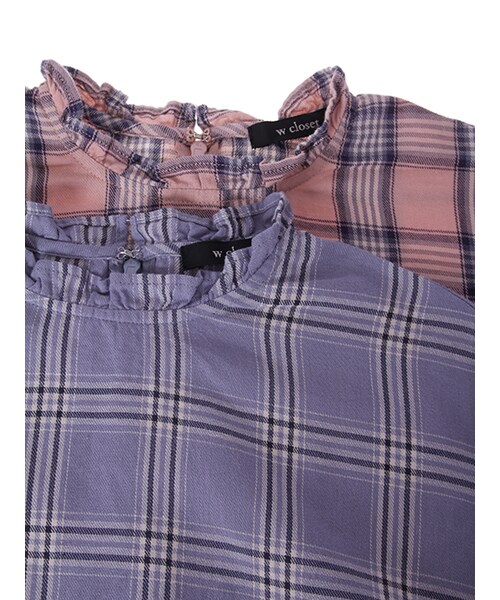 w closet（ダブルクローゼット）の「チェック柄フリルプルオーバー（トップス・レディース・ピンク/ブルー・FREE）」の9枚目の写真