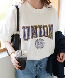 DISCOAT（ディスコート）の「【ユニセックス】サークルカレッジロゴ半袖T《WEB限定》（Tシャツ/カットソー）」