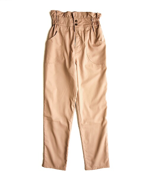 paravion（パラビオン）の「ハイウエストフリルツルツルパンツ（パンツ・レディース・ベージュ/ブルー・ワンサイズ）」の2枚目の写真