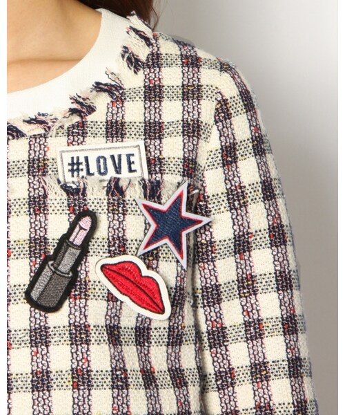 VICKY（ビッキー）の「ギンガムファンシーワッペン付ノーカラージャケット（ジャケット/アウター・レディース・ホワイト系/レッド系・S/M）」の5枚目の写真