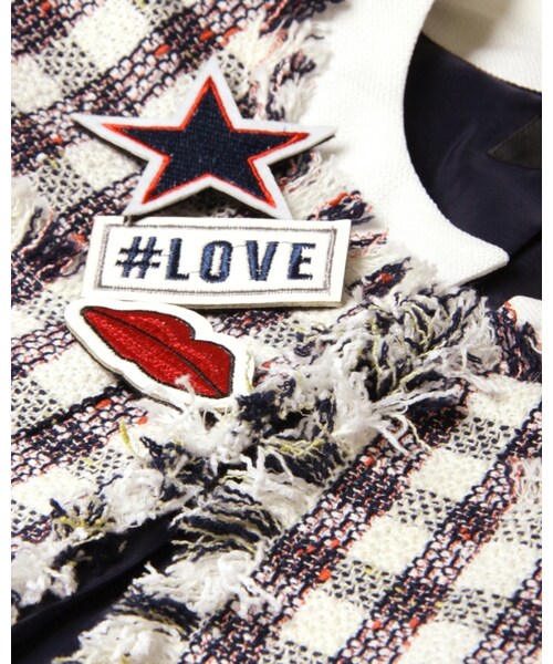 VICKY（ビッキー）の「ギンガムファンシーワッペン付ノーカラージャケット（ジャケット/アウター・レディース・ホワイト系/レッド系・S/M）」の7枚目の写真