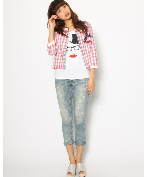 VICKY（ビッキー）の「ギンガムファンシーワッペン付ノーカラージャケット（ジャケット/アウター・レディース・ホワイト系/レッド系・S/M）」の9枚目の写真