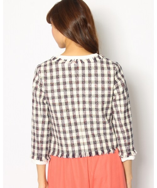 VICKY（ビッキー）の「ギンガムファンシーワッペン付ノーカラージャケット（ジャケット/アウター・レディース・ホワイト系/レッド系・S/M）」の3枚目の写真