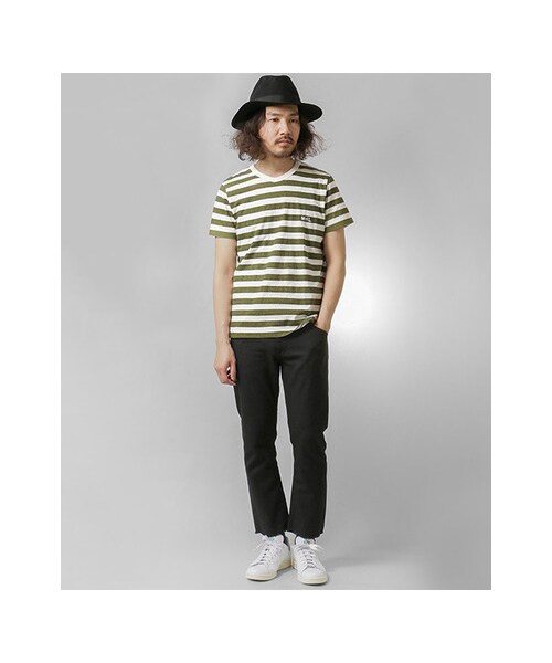 URBAN RESEARCH（アーバンリサーチ）の「MHL.×URBAN RESEARCH　別注ボーダーロゴTシャツ（トップス・メンズ・BLUE/BLACK/KHAKI/GREY・S/M/L）」の10枚目の写真