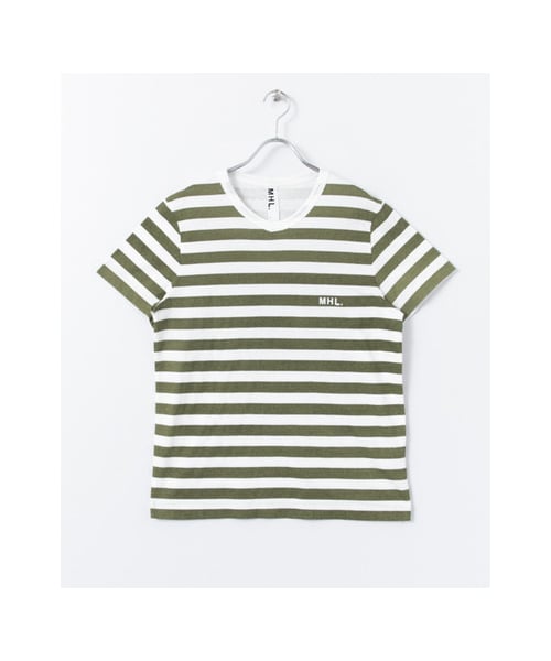 URBAN RESEARCH（アーバンリサーチ）の「MHL.×URBAN RESEARCH　別注ボーダーロゴTシャツ（トップス・メンズ・BLUE/BLACK/KHAKI/GREY・S/M/L）」の4枚目の写真