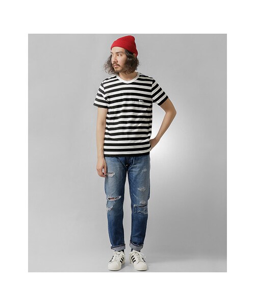 URBAN RESEARCH（アーバンリサーチ）の「MHL.×URBAN RESEARCH　別注ボーダーロゴTシャツ（トップス・メンズ・BLUE/BLACK/KHAKI/GREY・S/M/L）」の8枚目の写真