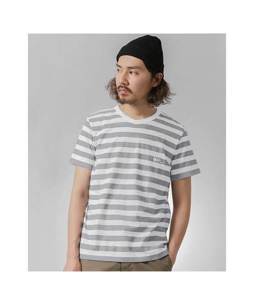 URBAN RESEARCH（アーバンリサーチ）の「MHL.×URBAN RESEARCH　別注ボーダーロゴTシャツ（トップス・メンズ・BLUE/BLACK/KHAKI/GREY・S/M/L）」の11枚目の写真