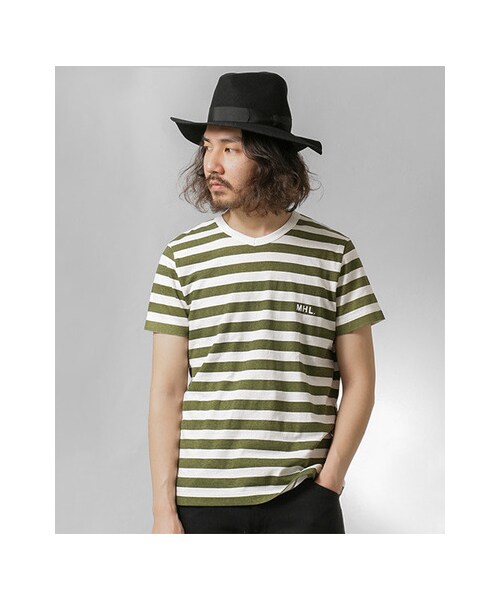 URBAN RESEARCH（アーバンリサーチ）の「MHL.×URBAN RESEARCH　別注ボーダーロゴTシャツ（トップス・メンズ・BLUE/BLACK/KHAKI/GREY・S/M/L）」の9枚目の写真