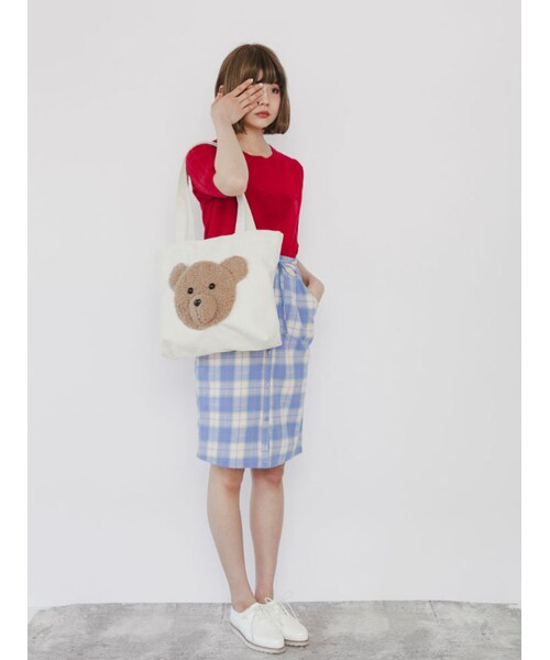 merry jenny(メリージェニー)の「もこもこbearトート(バッグ・レディース・オフホワイト/アイスブルー・F)」の3枚目の写真