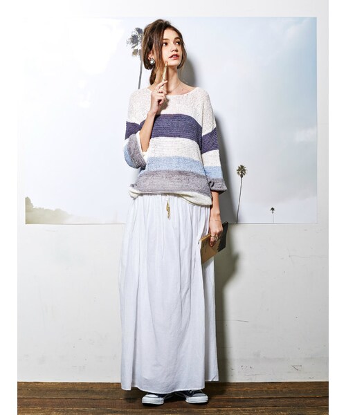 Ungrid(アングリッド)の「コットンフレアマキシスカート(スカート・レディース・オフホワイト/チャコールグレー)」の3枚目の写真