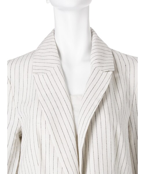 Ungrid（アングリッド）の「ストライプロングリネンジャケット（ジャケット/アウター・レディース・オフホワイト/グレー・F）」の7枚目の写真