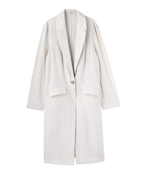 Ungrid（アングリッド）の「ストライプロングリネンジャケット（ジャケット/アウター・レディース・オフホワイト/グレー・F）」の11枚目の写真