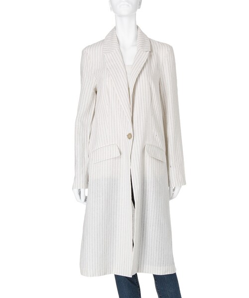 Ungrid（アングリッド）の「ストライプロングリネンジャケット（ジャケット/アウター・レディース・オフホワイト/グレー・F）」の4枚目の写真