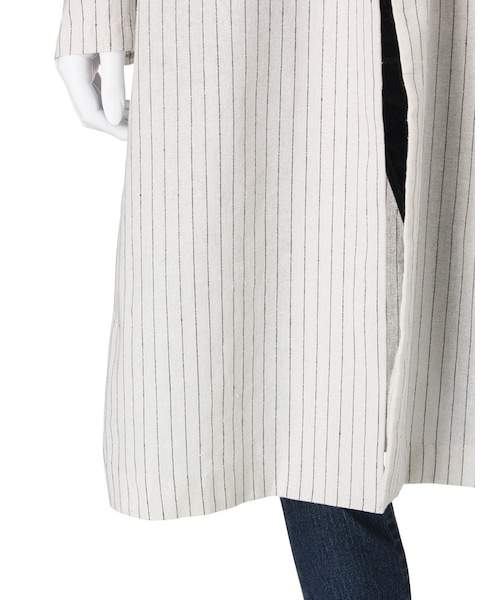 Ungrid（アングリッド）の「ストライプロングリネンジャケット（ジャケット/アウター・レディース・オフホワイト/グレー・F）」の10枚目の写真