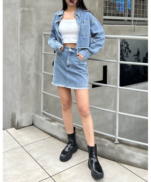 INGNI（イング）の「【WEB先行】クロップド丈デニムシャツ（）」 - WEAR