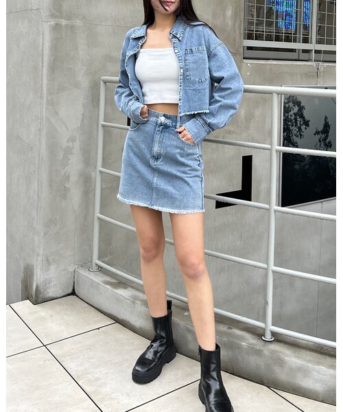 INGNI（イング）の「【WEB先行】クロップド丈デニムシャツ（）」 - WEAR
