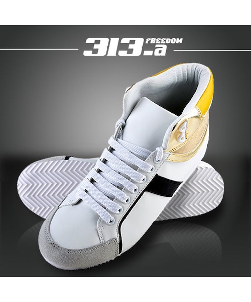 STORES.jp（ストアーズドットジェーピー）の「本革★スニーカー★切り替え★ゴールド＆シルバー★2色★【送料無料】（スタジャン・メンズ・その他）」の5枚目の写真