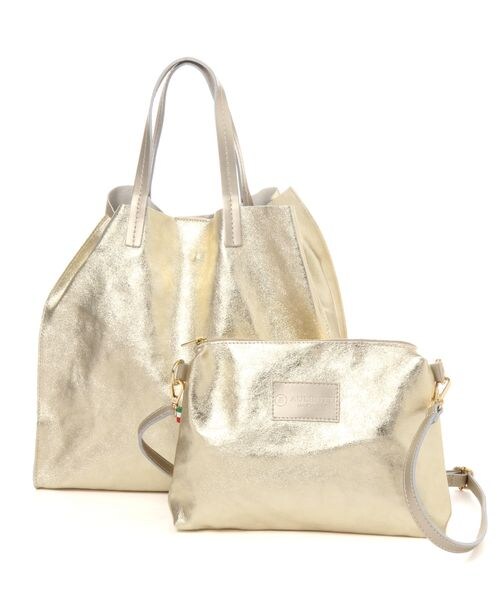 saloon（サルーン）の「AULENTTI/ショルダー×ビッグトート（バッグ・シルバー01/ゴールド02/ブラック19・FREE）」の2枚目の写真