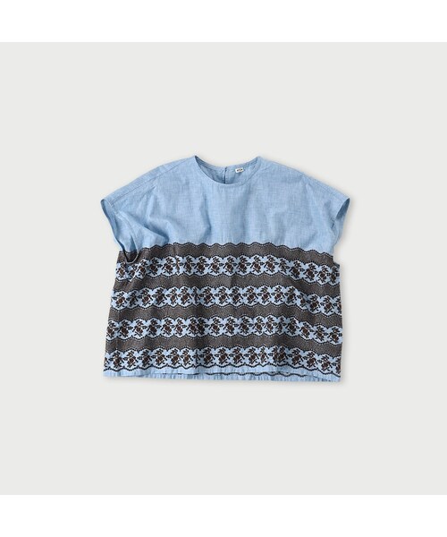 45R フォーティファイブ・アール ハケ目カットワーク × 天竺キャミソール SET売り SET インディゴ WHITE indigo 白 コットン 綿 キャミ 3 45R（フォーティファイブアール）の「ハケ目カットワークのMシャツ