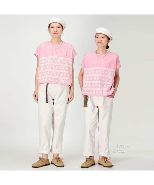 45R フォーティファイブ・アール ハケ目カットワーク × 天竺キャミソール SET売り SET インディゴ WHITE indigo 白 コットン 綿 キャミ 3 45R（フォーティファイブアール）の「ハケ目カットワークのMシャツ