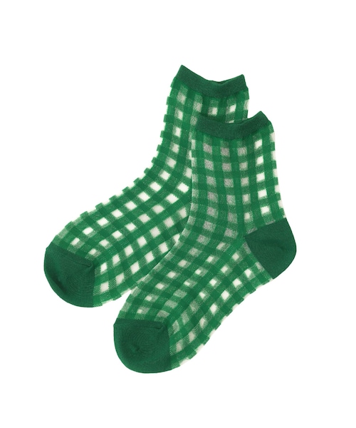 3coins（3coins）の「シアーギンガムチェックソックス（ソックス/靴下・レディース・オレンジ/グリーン/ブラック・0）」の3枚目の写真