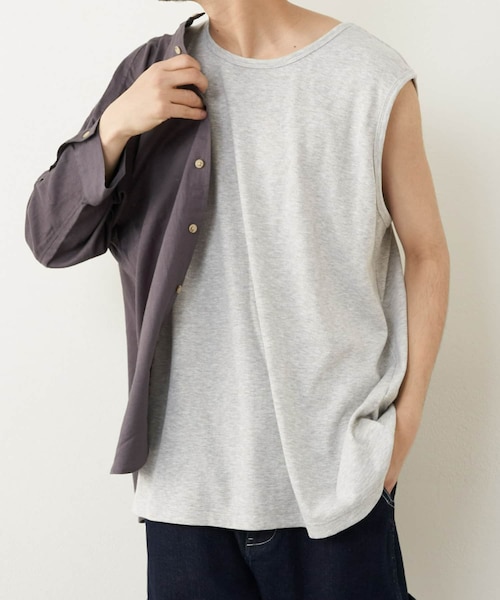 CIAOPANIC TYPY（チャオパニックティピー）の「接触冷感ノースリレイヤードタンク（タンクトップ・メンズ・オフホワイト/ライトグレー/ブラック・L/M）」の3枚目の写真