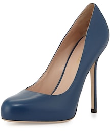 Sergio rossi | Sergio Rossi Round-Toe Leather Pump, Blue(パンプス)
