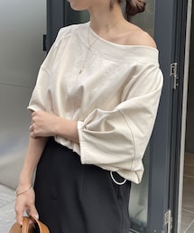 CAPRICIEUX LE'MAGE | ドロストボートネックTシャツ(Tシャツ/カットソー)