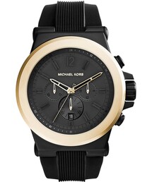 MICHAEL KORS | Michael Kors Oversized Dylan Silicone Golden Chronograph Watch, Black(アナログ腕時計)