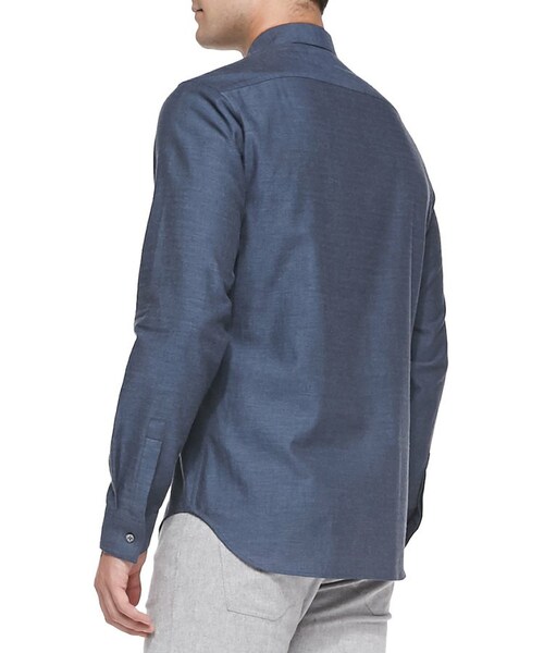 theory（セオリー）の「Theory Spencer Cotton-Flannel Shirt, Blue（シャツ/ブラウス・メンズ・CAMEL・M/XL/S/L）」の2枚目の写真