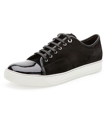 LANVIN | Lanvin Suede & Patent Leather Low-Top Sneaker, Black(スニーカー)