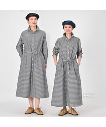 45R - 美品✨45R 薄オックスギンガムのシャツドレス ワンピース