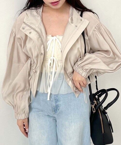 OLIVE des OLIVE（オリーブデオリーブ）の「シアぺプラムパーカー（ジャケット/アウター・レディース・オフホワイト/ライトベージュ/ライトグレー・FREE）」の3枚目の写真