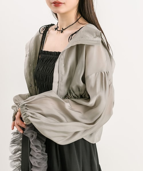 OLIVE des OLIVE（オリーブデオリーブ）の「シアぺプラムパーカー（ジャケット/アウター・レディース・オフホワイト/ライトベージュ/ライトグレー・FREE）」の2枚目の写真